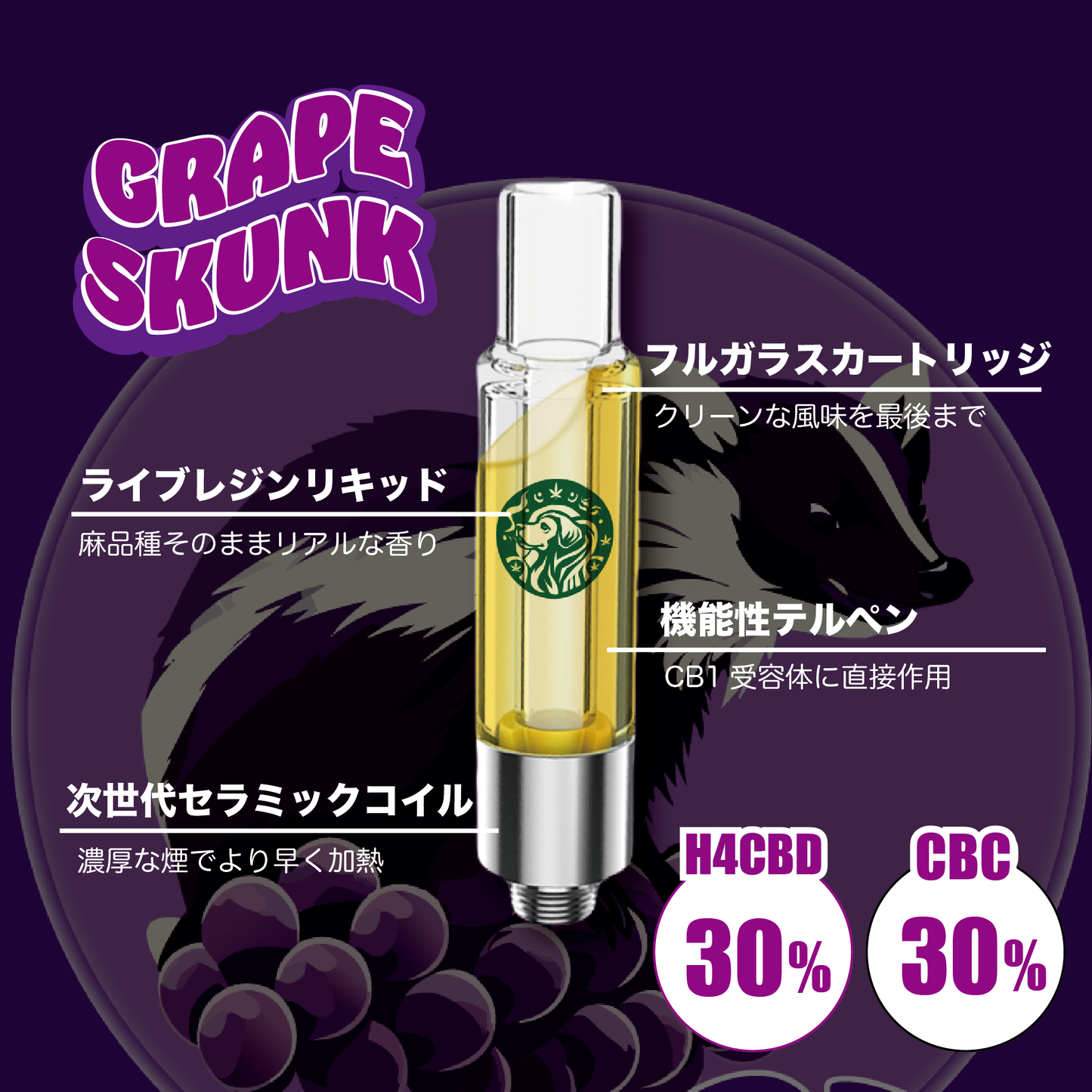 H4CBDリキッド THC新基準対応 CRD 高濃度 機能性テルペン CB1 グレープスカンク vape 電子タバコ 510規格 フルガラスアトマイザー 合法 大麻 麻 マリファナ 420 カンナビス カンナビノイド Weedyyz ウィーディーズ WDZ ベイプ リラックス オレンジ由来 CBN CBG CBD