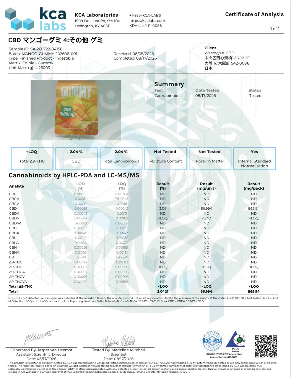 CBD "Mango Gummy" | 1000mg