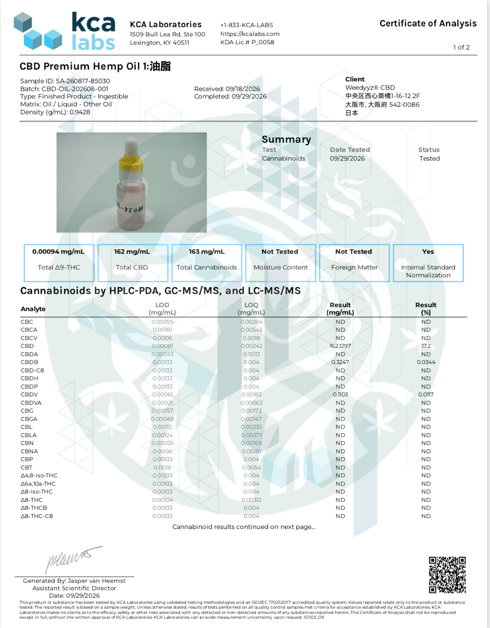 CBDオイル - Premium Hemp 10ml