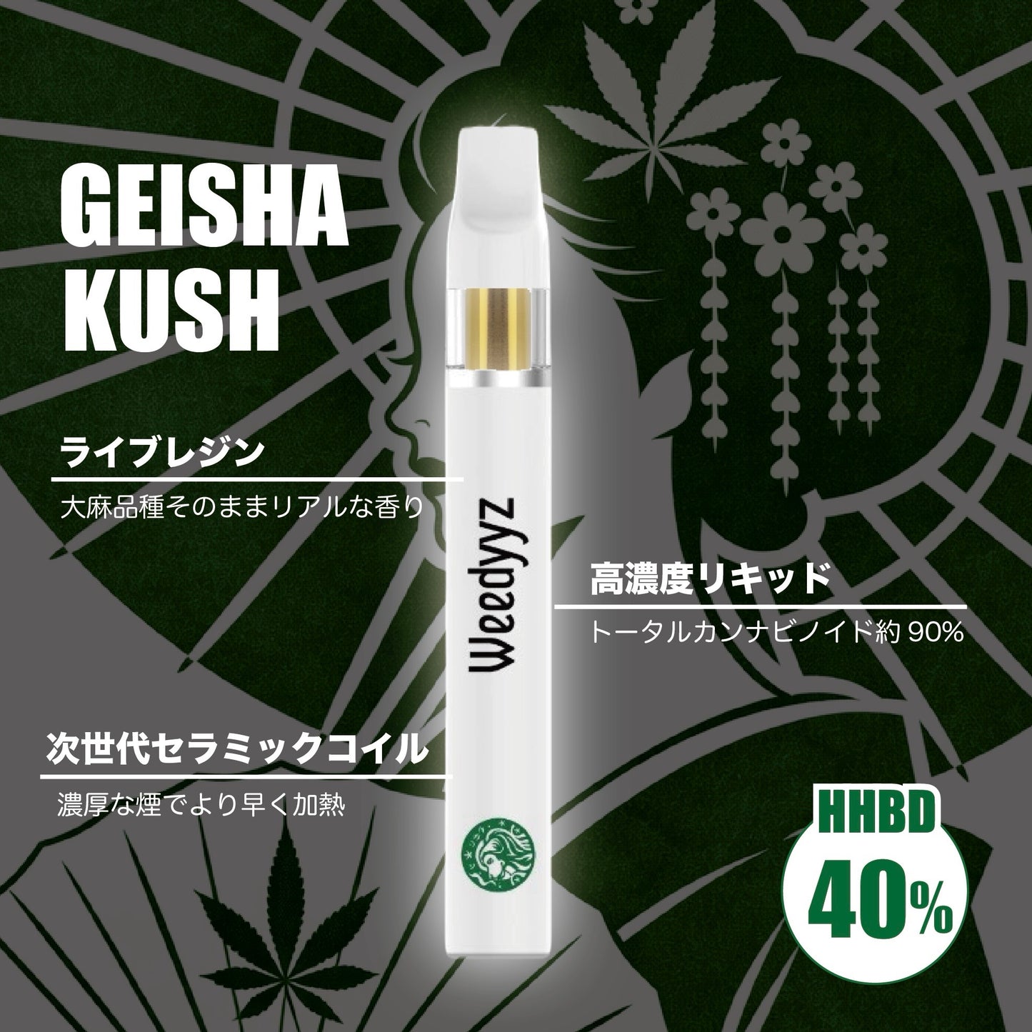 HHBDリキッド - Geisha Kush  1ml バッテリー内蔵型